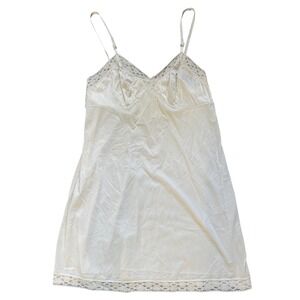 Vanity Fair White Nylon Lace Full Slip 38 Large Lingerie Dress USA Vintage‎ Y2K